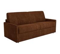 Vente-unique - Sofá plegable de 3 plazas Express en tejido de terracota - Superficie de descanso con listones anchos de 140 cm - Colchón Calife de 14 cm