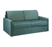 Vente-unique - Sofá plegable de 3 plazas Express, terciopelo verde esmeralda, con asiento de espuma viscoelástica - Superficie de descanso de 140 cm - Colchón de 22 cm con asiento de espuma