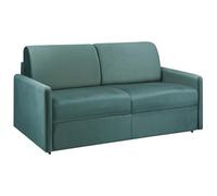 Vente-unique - Sofá plegable de 3 plazas Express, terciopelo verde esmeralda, con asiento de espuma viscoelástica - Superficie de descanso con listones anchos de 140 cm - Colchón de 14 cm, Calife