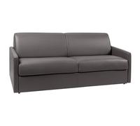 Vente-unique - Sofá plegable de 4 plazas Express, piel sintética, color gris, con asiento de espuma viscoelástica - Superficie de descanso de 160 cm - Colchón de 22 cm de espuma viscoelástica Calife