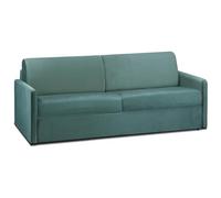 Vente-unique - Sofá plegable de 4 plazas Express, terciopelo verde esmeralda, con asiento de espuma viscoelástica - Superficie de descanso de 160 cm - Colchón Calife de 14 cm
