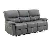 Vente-unique - Sofá Relax 3 plazas Canby - Piel sintética - Gris