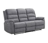 Vente-unique - Sofá Relax 3 plazas Nevers - poliéster - Gris