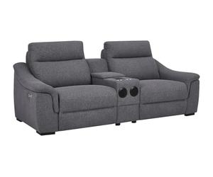 Vente-unique-Sofá Relax eléctrico de 2 plazas de Tela Gris VERETO