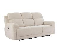 Vente-unique -Sofá Relax elÈctrico de 3 plazas con Estante - Tela moteada - Beige - KELUNO