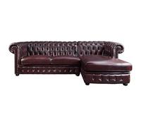 Vente-unique-Sofá rinconera Chesterfield Brenton 100% Piel de búfalo - Cherry - Ángulo Derecho