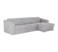 Vente-unique-Sofá rinconera de Apertura r·pida en Tela Texturizada Gris Claro - Cama 140 cm - ColchÛn 14 cm - DARIELO
