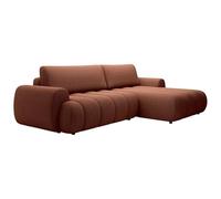 Vente-unique-Sofá rinconera Derecha Convertible de Tejido Terracota FRIDORA