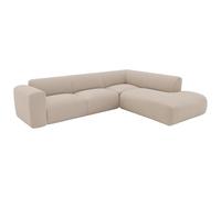 Vente-unique-Sofá rinconera Derecho con Respaldo cheslong de Tela Texturizada Beige POGNI de Maison CÈphy