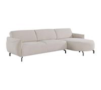 Vente-unique-Sofá rinconera Derecho de Tela Beige FERIONA