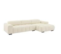Vente-unique-Sofá rinconera Derecho de Tela Texturizada Beige LOPONZA