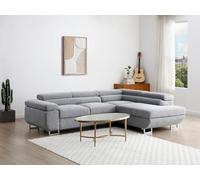 Vente-unique-Sofá rinconera Derecho de Tela Texturizada Gris NURAZIO