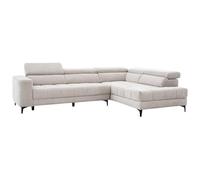 Vente-unique - Sofá rinconera Derecho Relax elÈctrico con Asiento Deslizante de Tela Beige MONISO