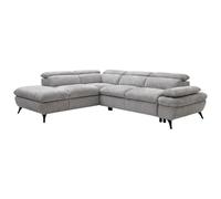 Vente-unique-Sofá rinconera Izquierda de Tela Gris Texturizada SURDELI