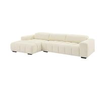 Vente-unique-Sofá rinconera Izquierda de Tela Texturizada Beige LOPONZA