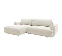 Vente-unique-Sofá rinconera Izquierda de Tela Texturizada Beige MONELIA