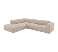 Vente-unique-Sofá rinconera Izquierdo con cheslong y Respaldo de Tela Texturizada Beige POGNI de Maison CÈphy