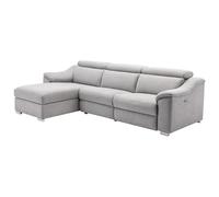 Vente-unique-Sofá rinconera Relax de Tela Gris Claro PEDRERA - Ángulo Izquierdo