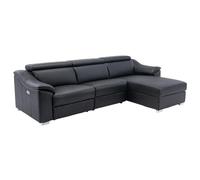 Vente-unique-Sofá rinconera Relax eléctrico de Piel Negro PEDRERA - Ángulo Derecho