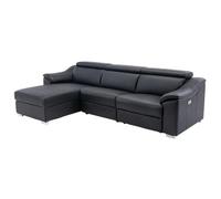 Vente-unique-Sofá rinconera Relax eléctrico de Piel Negro PEDRERA - Ángulo Izquierdo