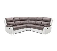 Vente-unique-Sofá rinconera Relax Gris y Blanco de Microfibra y Piel sintética TOLZANO