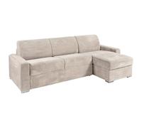 Vente-unique-Sofá rinconera Reversible de Apertura r·pida en Pana Beige - Cama 160 cm - ColchÛn 14 cm - CALITO