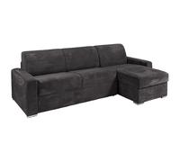 Vente-unique-Sofá rinconera Reversible de Apertura r·pida en Pana Gris - Cama 160 cm - ColchÛn 18 cm - CALITO