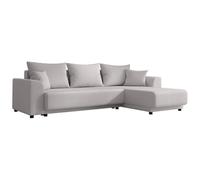 Vente-unique-Sofá rinconera y Reversible de Pana Gris Claro NESSARO