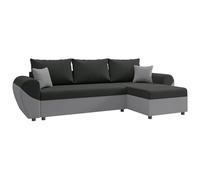 Vente-unique - Sofá rinconera y Reversible de Tela Negra y Gris LIERNO