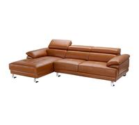 Vente-unique- Sofá rinconero de Piel Excelsior II - Caramelo - ¡ngulo Izquierdo