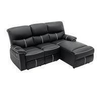 Vente-unique-Sofá rinconero Derecho Relax de Piel sintética Negro Canby