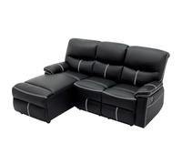Vente-unique-Sofá rinconero Izquierda Relax de Piel sintética Negro Canby