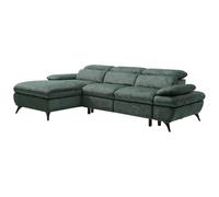 Vente-unique-Sofá rinconero Izquierdo Convertible en Tejido Texturizado con arcÛn Verde MORAVA