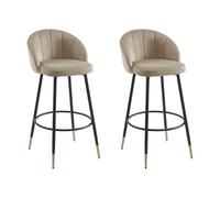 Vente-unique - Taburete Alto Eliram - L 49cm x A 58cm x H 96cm - Terciopelo - Beige