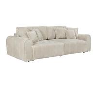 Vente-unique - Telaro - Sofá extensible de 4 plazas, confort, asiento profundo, pana, costillas grandes, color beige