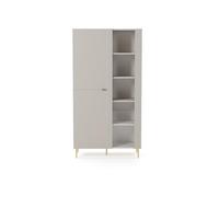 Vente-unique - Vitrina de 3 puertas con LED - Beige y Oro - Yesinia