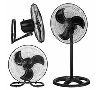 Ventilador 3 en 1: de pie, pared y sobremesa o suelo Jata JVVP3046. 3 Velocidades. Oscilación automática. 3 aspas. 52 cm de diámetro. 6258 m3/h. Bajo consumo. Silencioso. Hasta 113 cm de altura.