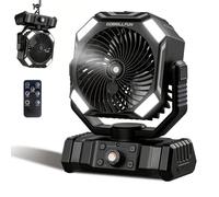 Ventilador a Batería con Nebulizador, Ventilador Portátil Recargable 10000mAh, Ventilador Oscilante con Depósito 300mL, Control Remoto, Luz LED, Temporizador para Camping Terraza Playa Oficina