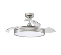 Fabrilamp Ventilador de techo Micenas – LED, motor DC, aspas retráctiles, 6 velocidades, níquel