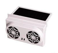 Ventilador Auto Panel Solar Plástico Metal Ventilador Auto Panel(White) | para Doble cabezal ajustable, flujo de aire , expulsa calor atrapado, sin consumo batería