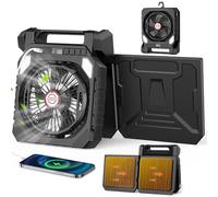 Ventilador Camping Solare con 2 Paneles Solares,Batería de 20000 mAh,Oscilación 180°,luz LED,Linterna,Pantalla Digital,Gancho,Temporizador.Ventilador Portatil para Exterior,Tienda,Hogar,Viaje