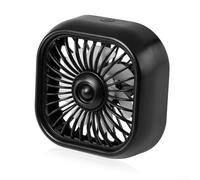 Ventilador Carro Bebe ABS con LED Ventilador Carro Bebe ABS con | Clip goma para suave, no daña rejilla, 3 velocidades ajustables, LED multicolor, para silencio total(Black)