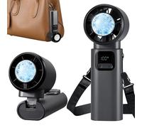 Ventilador con Hielo, Ventiladores Pequeño Portatil de Mano | 6000mah, 100 Velocidades, Plegable con Pantalla LED, Recargable 15000 rpm para Oficina en Casa, Exterior, Viaje & Playa
