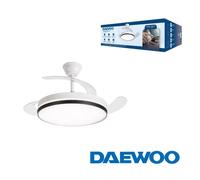 Ventilador daewoo de techo 42p-aspas retractiles-motor 30w led 36w-3 t