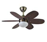 Ventilador dc alves 2xe27 cuero 6 aspas rev. cerezo/nogal 41x85d c/ r
