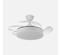 Fabrilamp Ventilador de techo TRIDENTE MINI DC – Luz regulable, aspas desplegables – 91 cm Blanco
