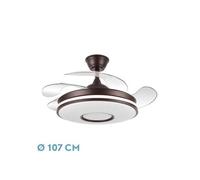 Ventilador Dc Dani 59w 6980lm Marron 4 Aspas desp.107d 3000-4000-6000k Remoto, Reg.intensidad, Memoria Y Temporizador