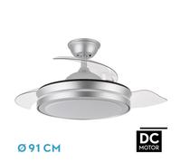 Abrila Esparta Plata - Ventilador De Techo Aspas Retráctiles 59W