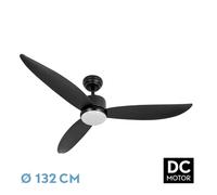 Ventilador Dc Genil 24w Negro 3aspas 6vel 132d 2424lm 3000-4000-6500k Remoto+temporizador+memoria