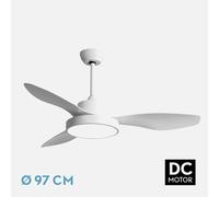 Ventilador Dc Hayate 24w 2650lm Blanco 3asp 6vel 97d 3000-4000-6000k Remoto,memoria Y Temporizador